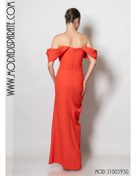 VESTIDO"MIRIAN"LARGO PALABRA DE HONOR HOMBRO CAIDO FAL DRAPE