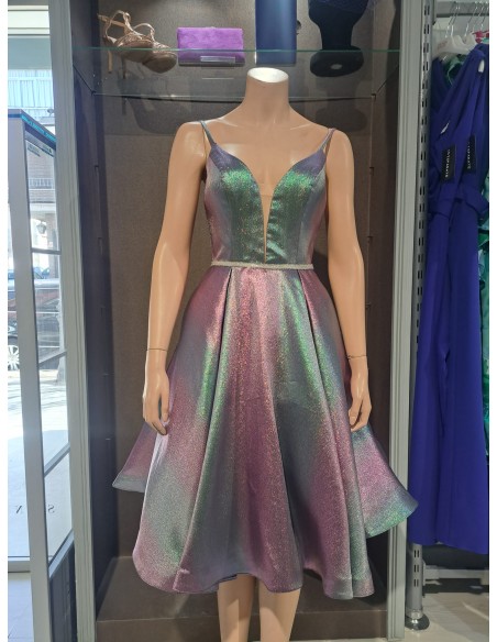 VESTIDO"SENA"CORTO TTES ESTAMPADO DIAGONAL