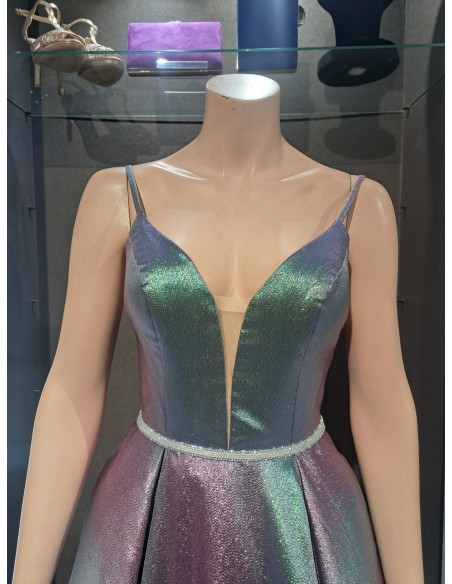 VESTIDO"SENA"CORTO TTES ESTAMPADO DIAGONAL