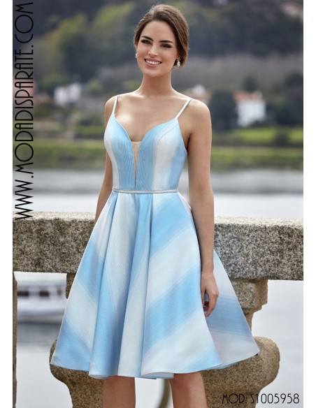 VESTIDO"SENA"CORTO TTES ESTAMPADO DIAGONAL