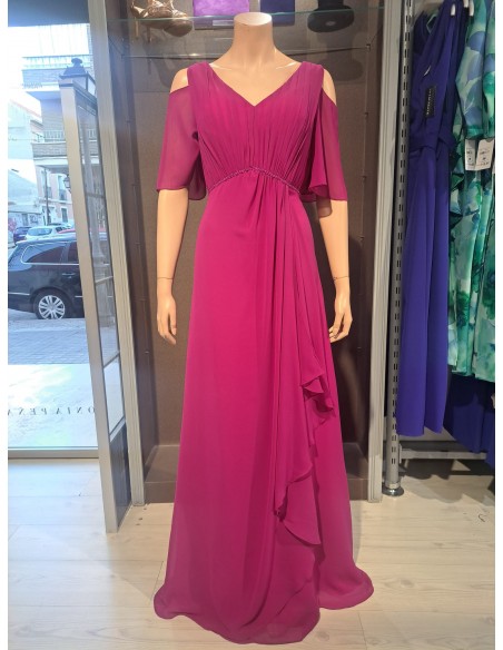 VESTIDO"VISTULA"FIESTA LARGO LISO GASA DRAPEADO