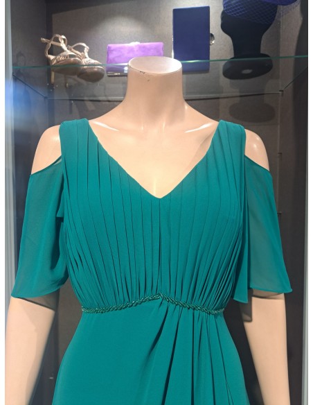 VESTIDO"VISTULA"FIESTA LARGO LISO GASA DRAPEADO