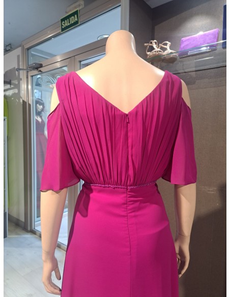 VESTIDO"VISTULA"FIESTA LARGO LISO GASA DRAPEADO