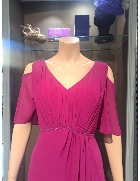 VESTIDO"VISTULA"FIESTA LARGO LISO GASA DRAPEADO