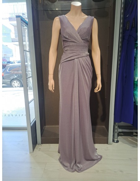 VESTIDO"PECHORA"LARGO PUNTO ESCARCHA ESCOTE CRUZADO CUERPO D