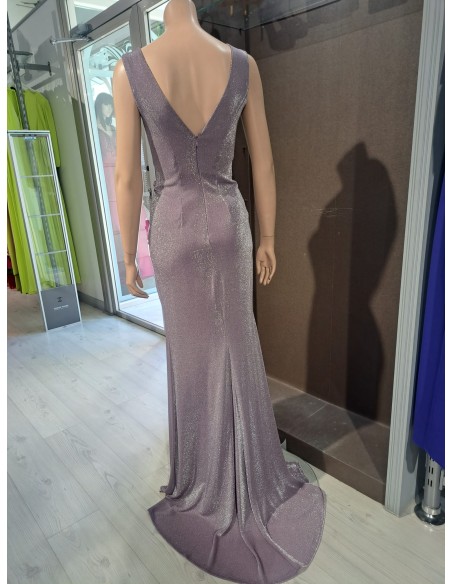 VESTIDO"PECHORA"LARGO PUNTO ESCARCHA ESCOTE CRUZADO CUERPO D