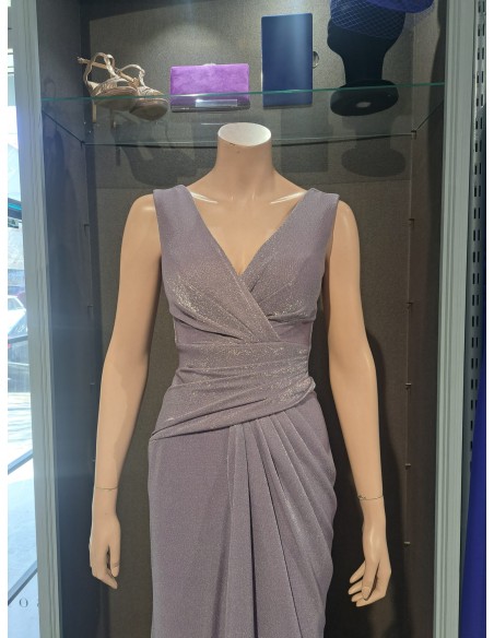 VESTIDO"PECHORA"LARGO PUNTO ESCARCHA ESCOTE CRUZADO CUERPO D