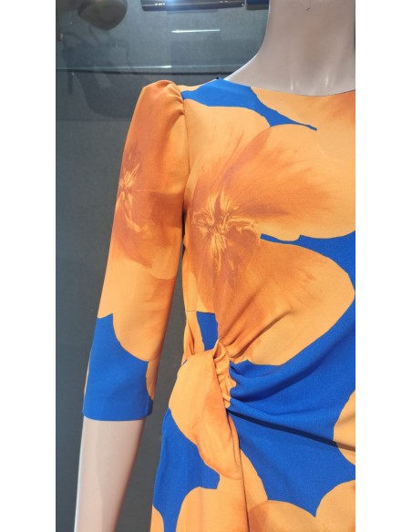 VESTIDO"TERESA"CORTO ESTAMPADO RECOGIDO LATERAL