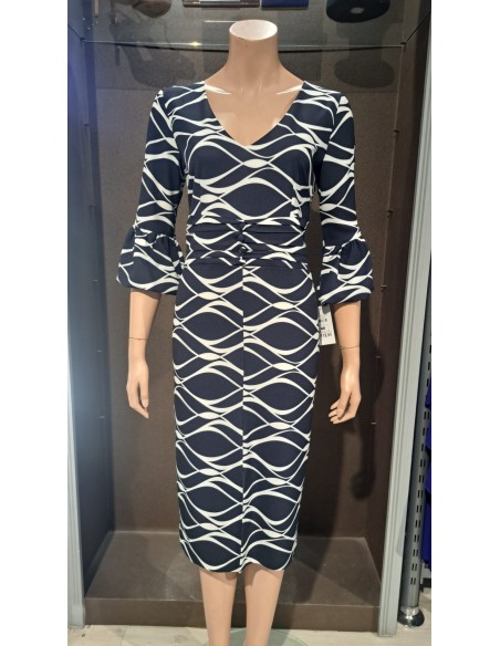VESTIDO"BELEN" CORTO FAJIN DRAPEADO MANGA GLOBO