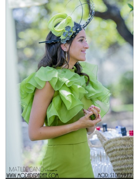 VESTIDO"MAURA"MIDI LISO ORGANZA VOLANTES MANGAS