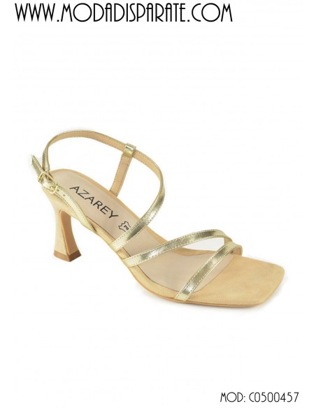 SANDALIA FIESTA 7CM TACON  CON TIRAS COLOR