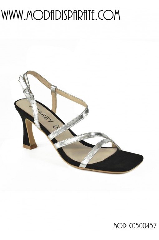 SANDALIA FIESTA 7CM TACON  CON TIRAS COLOR 2