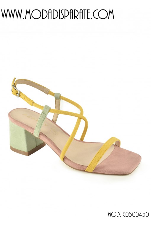 SANDALIA" TACON BAJO 5,5CM" TIRAS, PLANTA PIEL 2