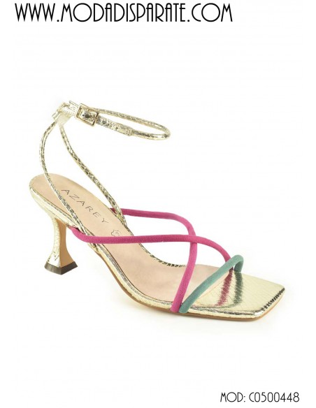 SANDALIA"7,5CM TACON"TIRAS FINAS PALNTA PIEL