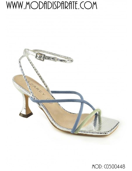 SANDALIA"7,5CM TACON"TIRAS FINAS PALNTA PIEL