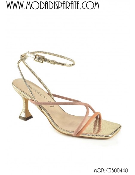 SANDALIA"7,5CM TACON"TIRAS FINAS PALNTA PIEL