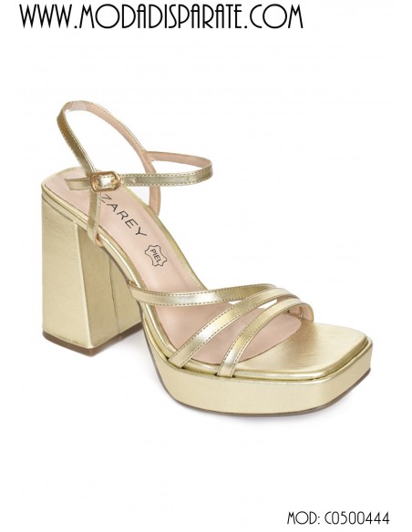 SANDALIA"11 CM TACON3,5CM PLATAFORMA"TIRAS METALIZADAS PLANT