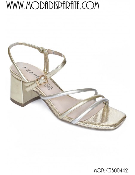 SANDALIA"6 CM TACON"TIRAS METALIZADAS PLANTA PIL MULTICOLOR