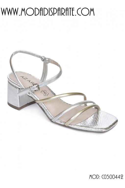 SANDALIA"6 CM TACON"TIRAS METALIZADAS PLANTA PIL MULTICOLOR 2