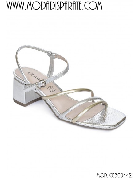 SANDALIA"6 CM TACON"TIRAS METALIZADAS PLANTA PIL MULTICOLOR