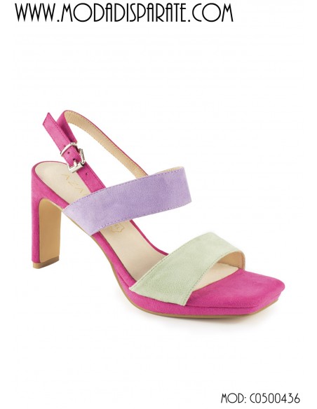 SANDALIA"9 CMTACON"PLATAFORMA DOSTIRAS MULTICOLOR