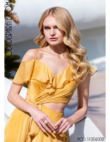 VESTIDO"KOOTENAY"LARGO FIESTA TTES Y VOLANTE CUERPO