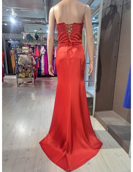 VESTIDO"TIJUANA"LARGO CUERPO TABLAS FALDA ABERTURA