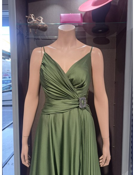 VESTIDO"CROIX"LARGO VUELO PLISADO COMBIN