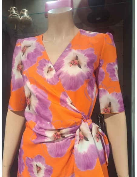 VESTIDO"IRENE"CORTO ESTAMPADO CRUZADO