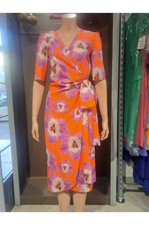 VESTIDO"IRENE"CORTO ESTAMPADO CRUZADO 2