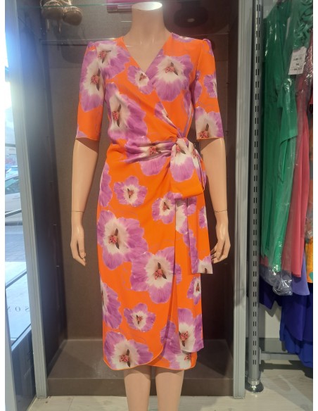 VESTIDO"IRENE"CORTO ESTAMPADO CRUZADO