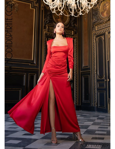 VESTIDO"URUGAY"LARGO LISO DRAPEADO CADERAS PALABRA DE HONOR