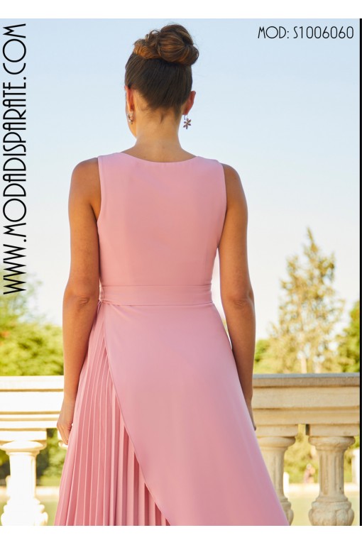 VESTIDO " LUNE " FIESTA LARGO SISA CRUZADO  PLISADO 2