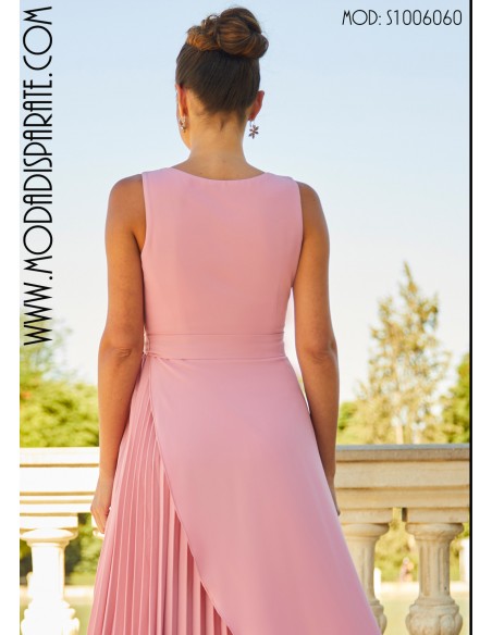 VESTIDO " LUNE " FIESTA LARGO SISA CRUZADO  PLISADO