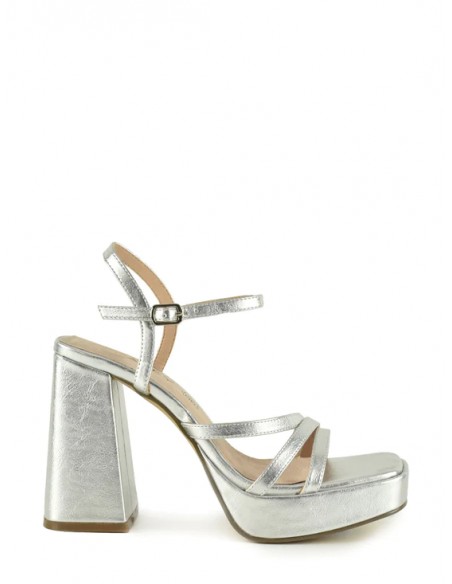 SANDALIA"11 CM TACON3,5CM PLATAFORMA"TIRAS METALIZADAS PLANT