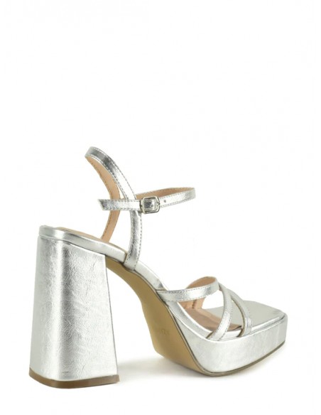 SANDALIA"11 CM TACON3,5CM PLATAFORMA"TIRAS METALIZADAS PLANT