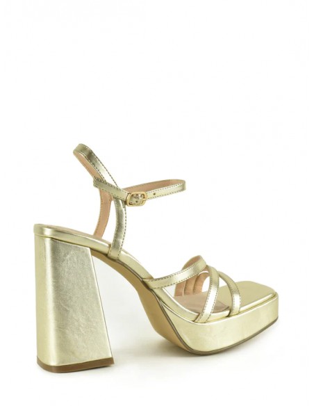 SANDALIA"11 CM TACON3,5CM PLATAFORMA"TIRAS METALIZADAS PLANT
