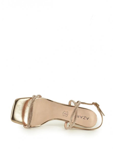 SANDALIA"7,5CM TACON TIRAS CRUZADAS STRASS PLANTA PIEL