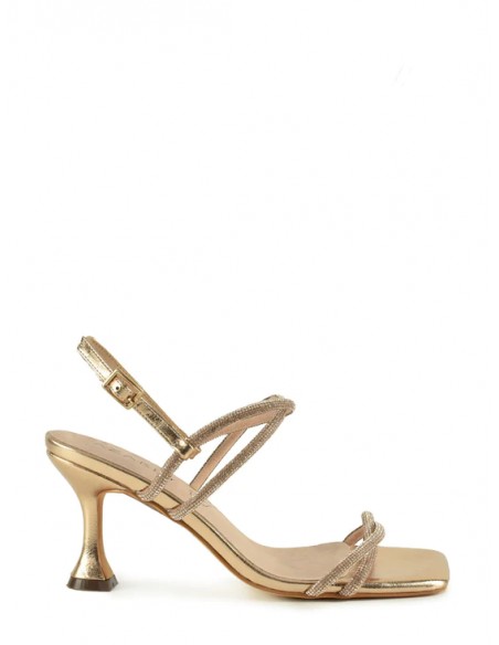 SANDALIA"7,5CM TACON TIRAS CRUZADAS STRASS PLANTA PIEL