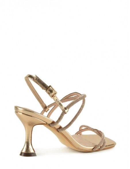 SANDALIA"7,5CM TACON TIRAS CRUZADAS STRASS PLANTA PIEL