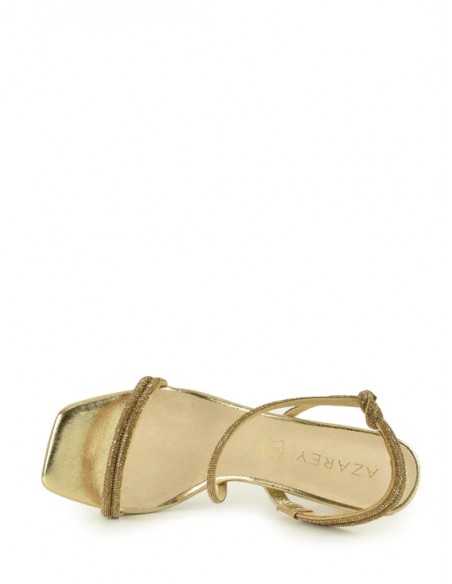 SANDALIA"9 CMTACON " PLATAFORMA TIRAS ESTRASS PLANTA PIEL