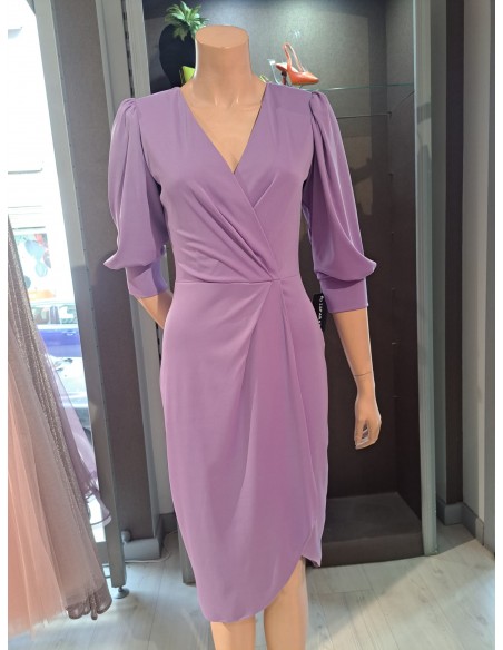 VESTIDO"CHELO" CORTO LISO PUNTO  MANGA FRANCESA