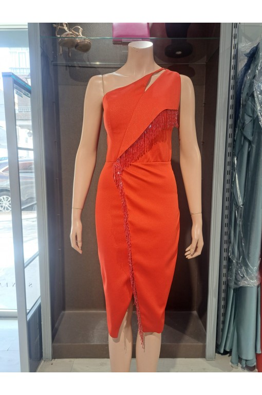 VESTIDO"LUCINDA"FIESTA  ASIMETRICO CORTO LISO FLECOS PEDRERI CPS COMPROSER, S.L. - 1 2
