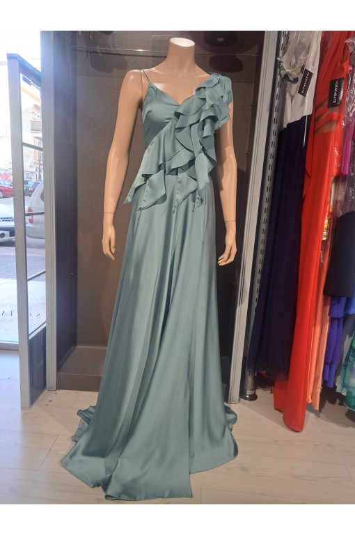 VESTIDO"MAR"FIESTA LARGO  RASO ESCOTE PICO ABERTURA FALDA CPS COMPROSER, S.L. - 1 2