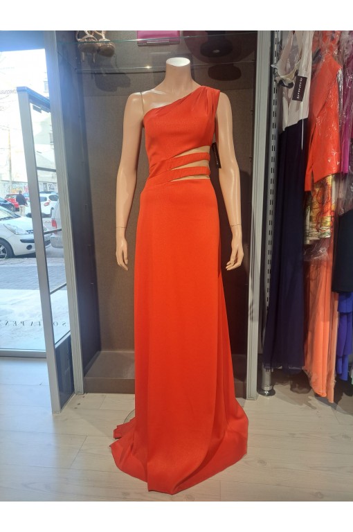 VESTIDO"LINDA" FIESTA LARGO LISO ASIMETRICO TRANSPARENCIAS C CPS COMPROSER, S.L. - 1 2