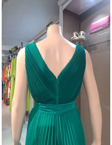 VESTIDO"SOURIS"LARGO FIESTA PLISADO ESCO