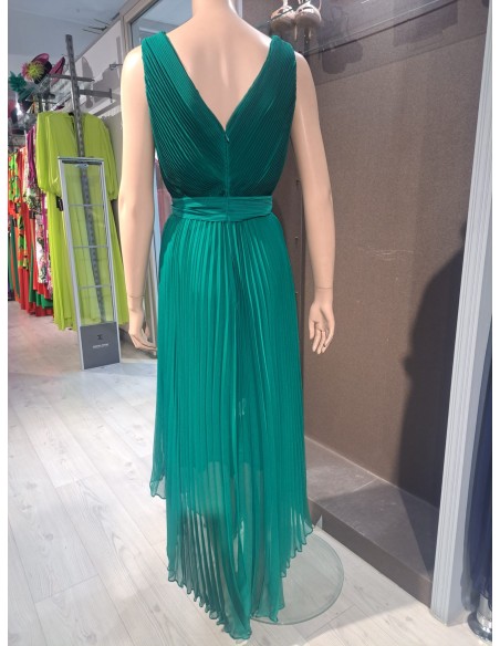 VESTIDO"SOURIS"LARGO FIESTA PLISADO ESCO