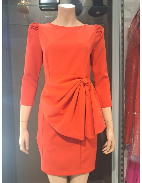 VESTIDO"AINHOA"CORTO MANGA FRANCESA LAZO CINTURA