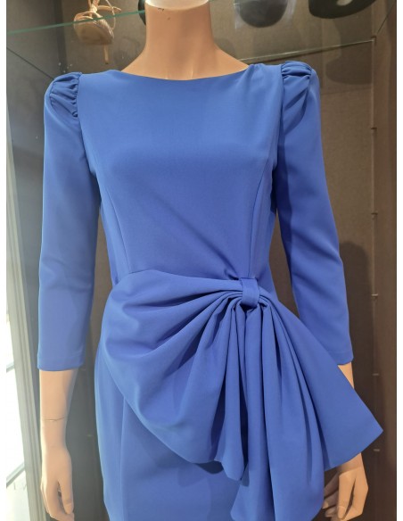 VESTIDO"AINHOA"CORTO MANGA FRANCESA LAZO CINTURA