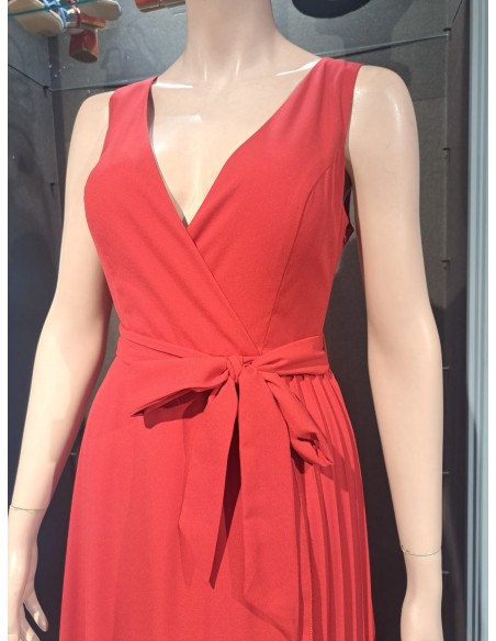 VESTIDO " LUNE " FIESTA LARGO SISA CRUZADO  PLISADO